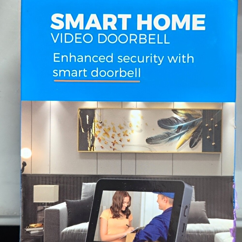 Smart Home Wireless Wi‑Fi Video Doorbell 2.4G w/ User Manual, Blue/White
